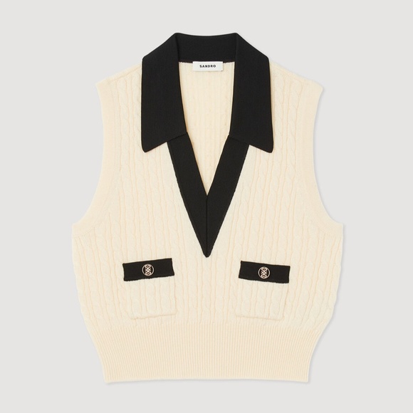 Sandro Knitted polo sweater T3/L - Picture 3 of 10